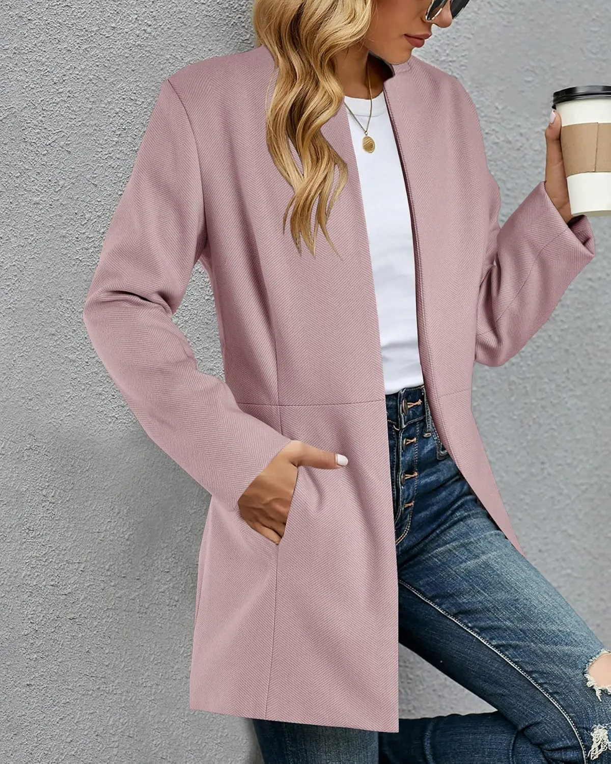 Grlasen Women's Long Pea Coats Winter Wool Jackets Lapel Slim Fit Outerwear Dressy Casual Elegant Warm Overcoats