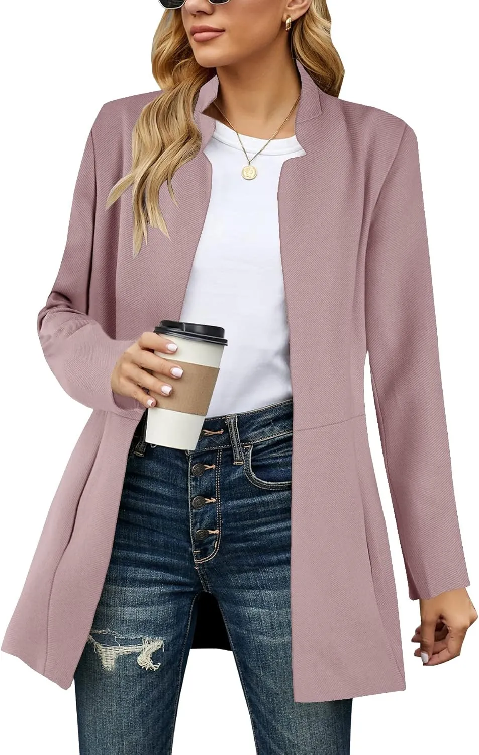 Grlasen Women's Long Pea Coats Winter Wool Jackets Lapel Slim Fit Outerwear Dressy Casual Elegant Warm Overcoats