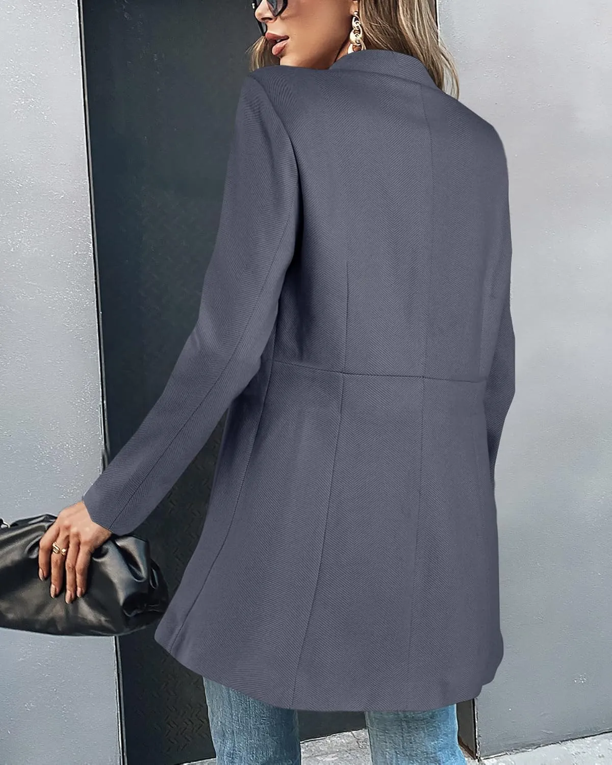 Grlasen Women's Long Pea Coats Winter Wool Jackets Lapel Slim Fit Outerwear Dressy Casual Elegant Warm Overcoats
