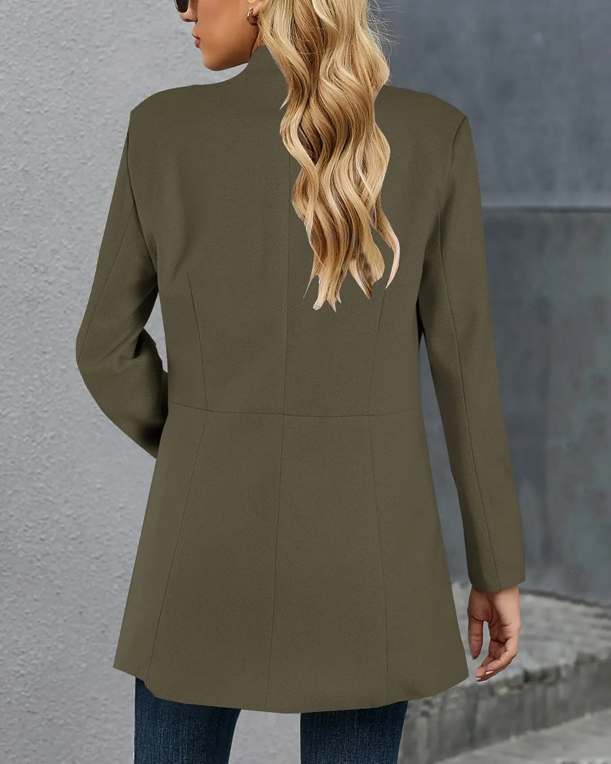 Grlasen Women's Long Pea Coats Winter Wool Jackets Lapel Slim Fit Outerwear Dressy Casual Elegant Warm Overcoats