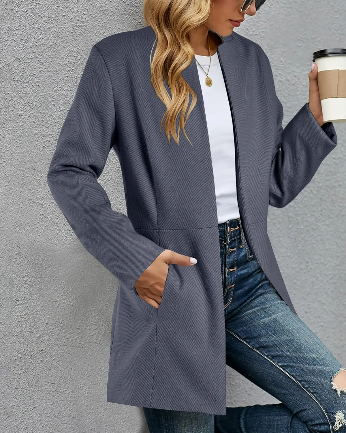 Grlasen Women's Long Pea Coats Winter Wool Jackets Lapel Slim Fit Outerwear Dressy Casual Elegant Warm Overcoats