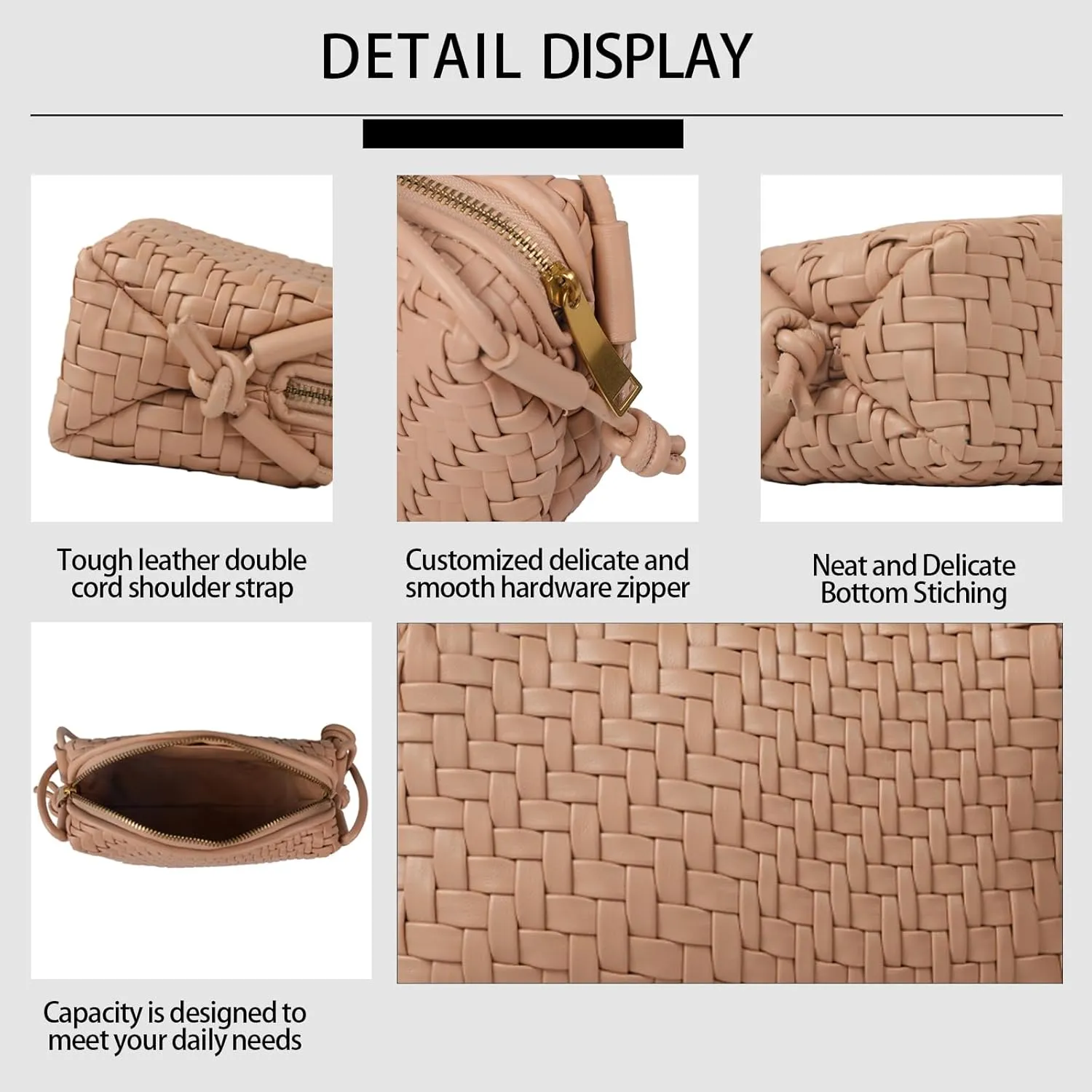 Handwoven Crossbody Bag for Women, Shoulder Purse with Adjustable Strap Lightweight Summer Festival Bag Gift
