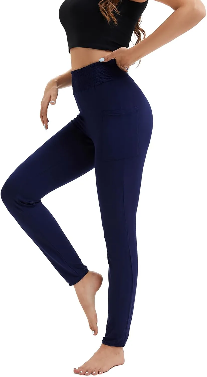 Harem Pants for Women with Pockets, High Waisted Comfy Stretch Loose Sweatpants for Workout, Running, Yoga