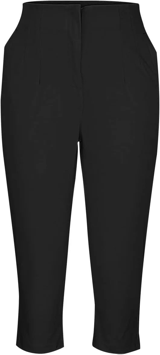 Hvyesh Womens Business Casual Capri Pants Summer Trendy 2025 Pleated High Waisted Capris for Women Wide Leg
