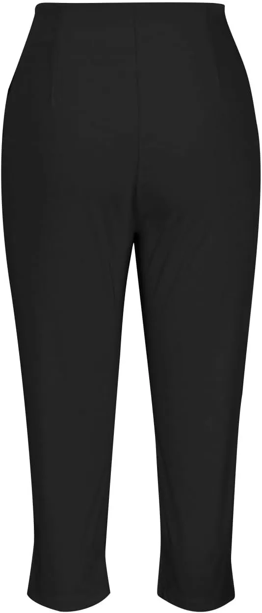 Hvyesh Womens Business Casual Capri Pants Summer Trendy 2025 Pleated High Waisted Capris for Women Wide Leg