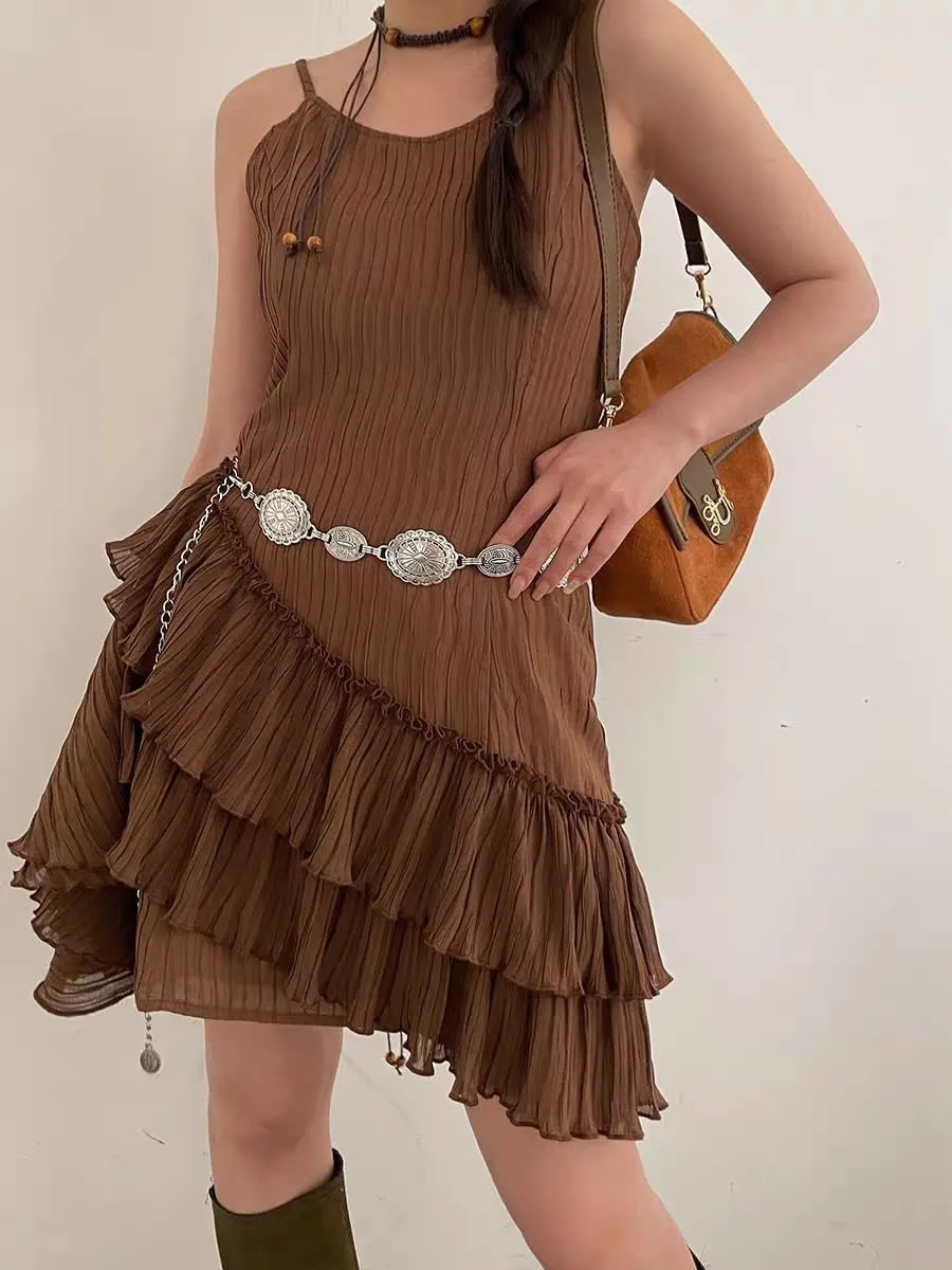 INOGIH Western-Cowgirl-Belts Country-Concert-Outfit for Women - Metal Link Western Cowboy Belts for Dresses Jeans