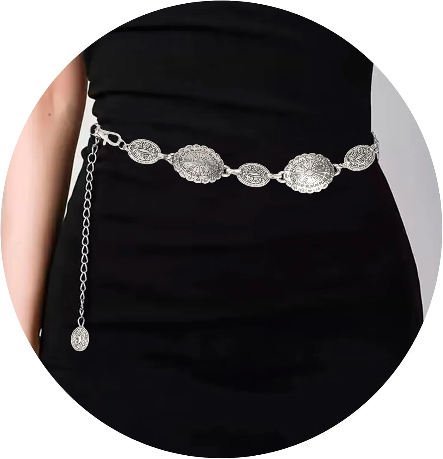 INOGIH Western-Cowgirl-Belts Country-Concert-Outfit for Women - Metal Link Western Cowboy Belts for Dresses Jeans