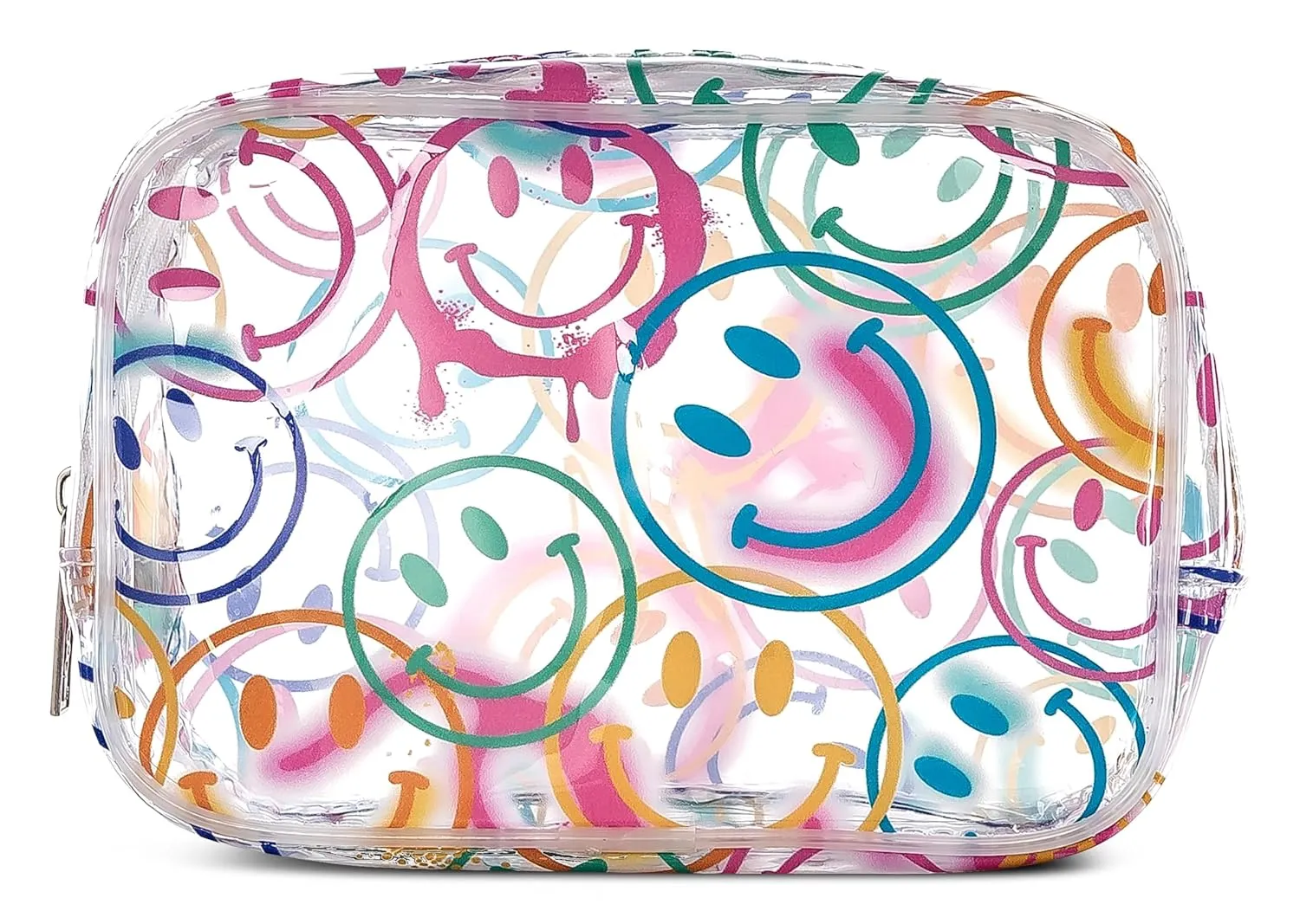 iscream 7" x 5" Bold Print See-Through Zippered Cosmetic Bag with Floating Sprinkles - Smiles Everywhere