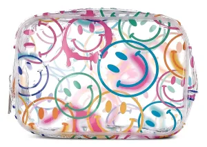iscream 7" x 5" Bold Print See-Through Zippered Cosmetic Bag with Floating Sprinkles - Smiles Everywhere