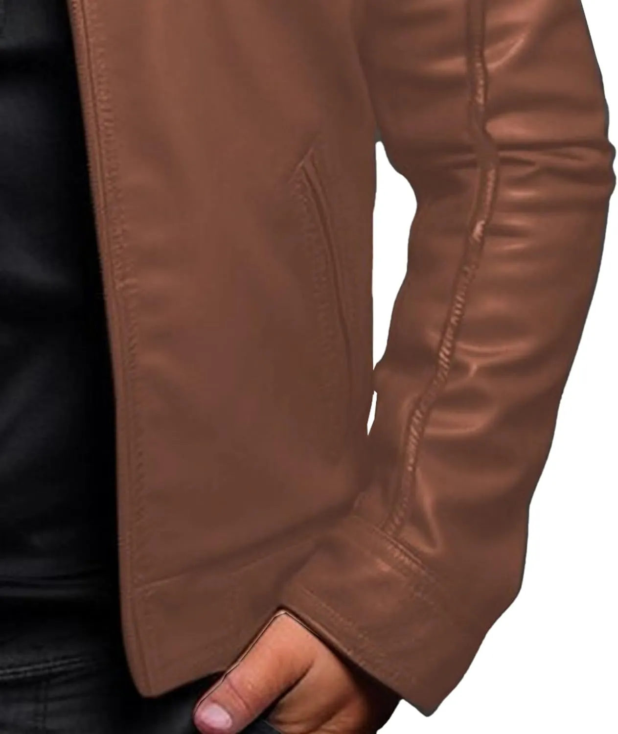 JEKE-DG Men's Classic Slim Fit Motorcycle Coat Faux Leather Casual Bomber Coat Jacket Full Zip-Up Solid Spring Fall Coats