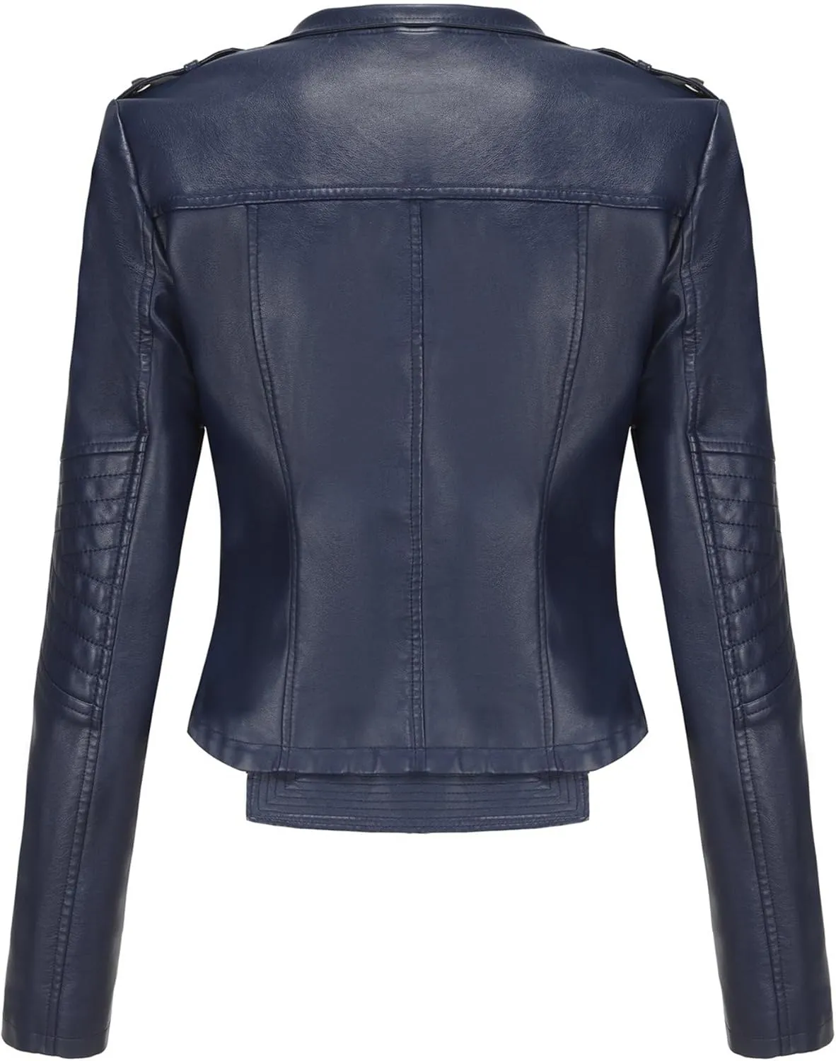 JEKE-DG Women's Fashion Zip Up Biker Coat Long Sleeve Cropped Vintage Coat Jacket Faux Leather Slim Fit Coats