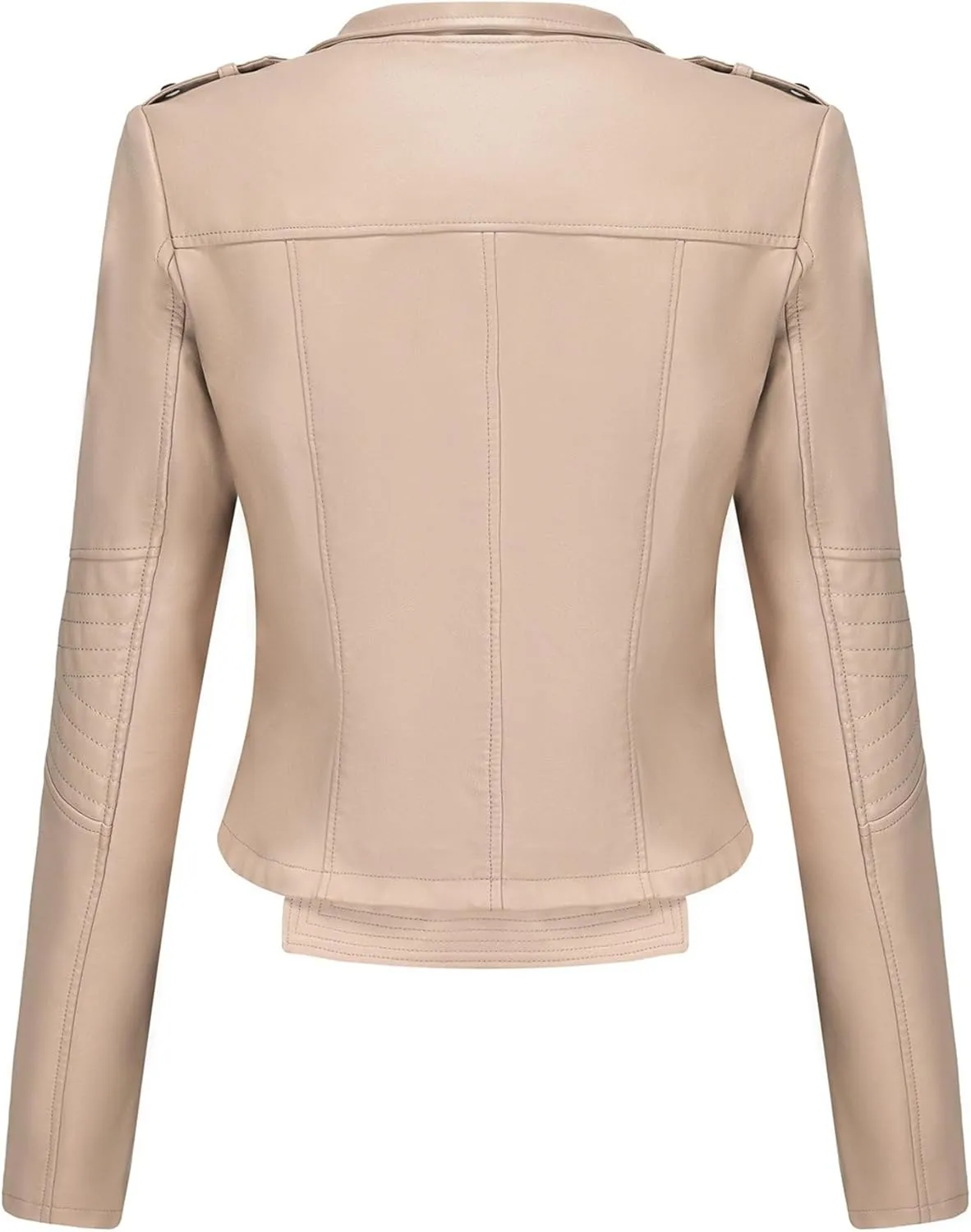 JEKE-DG Women's Fashion Zip Up Biker Coat Long Sleeve Cropped Vintage Coat Jacket Faux Leather Slim Fit Coats