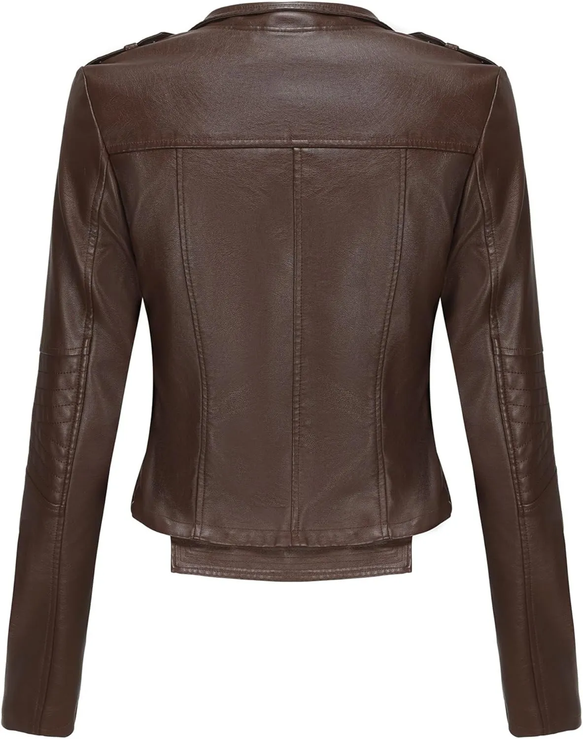 JEKE-DG Women's Fashion Zip Up Biker Coat Long Sleeve Cropped Vintage Coat Jacket Faux Leather Slim Fit Coats