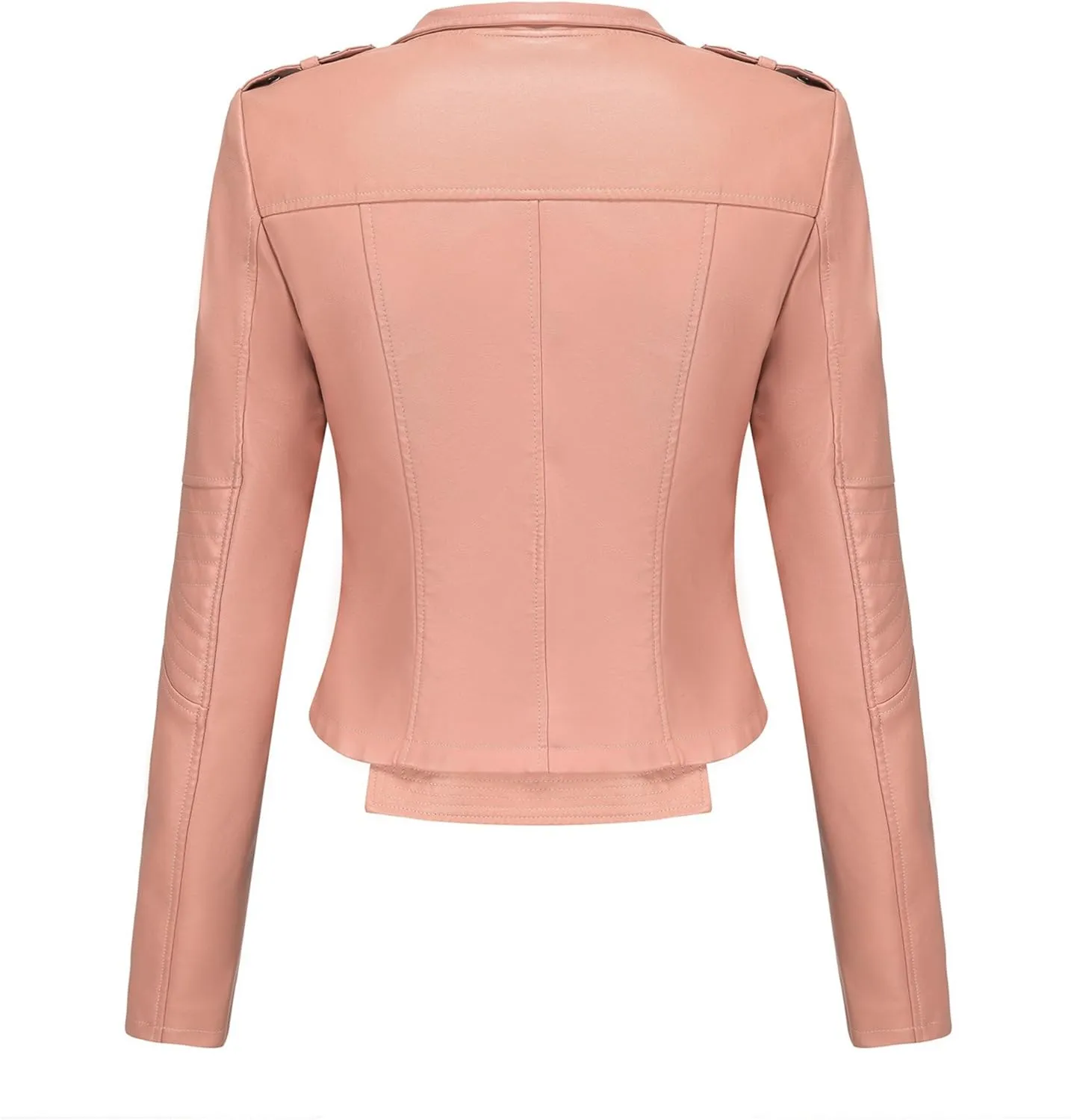 JEKE-DG Women's Fashion Zip Up Biker Coat Long Sleeve Cropped Vintage Coat Jacket Faux Leather Slim Fit Coats
