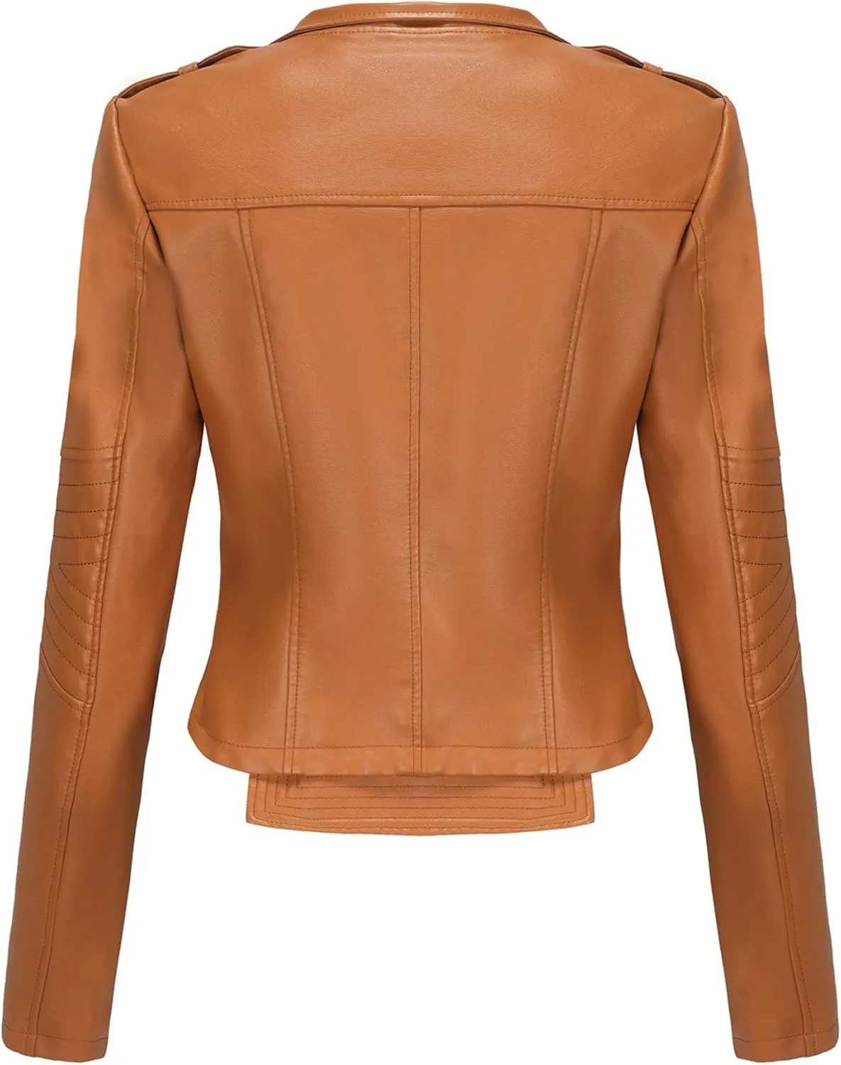 JEKE-DG Women's Fashion Zip Up Biker Coat Long Sleeve Cropped Vintage Coat Jacket Faux Leather Slim Fit Coats