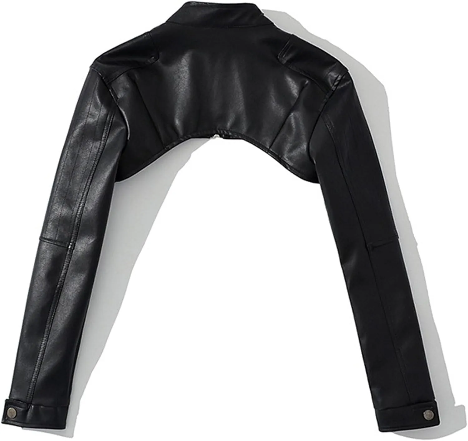 JEKE-DG Women's Super Crop Faux Leather Coat Zip Up Fashion Moto Biker Coat Jacket Slim Fit Stand Collar Outdoor Coats