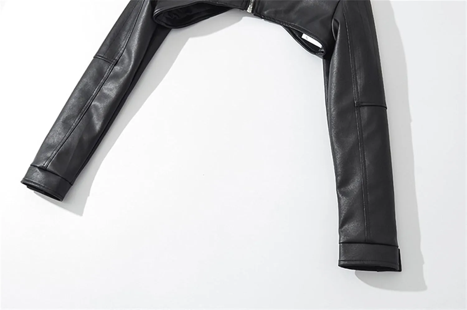 JEKE-DG Women's Super Crop Faux Leather Coat Zip Up Fashion Moto Biker Coat Jacket Slim Fit Stand Collar Outdoor Coats