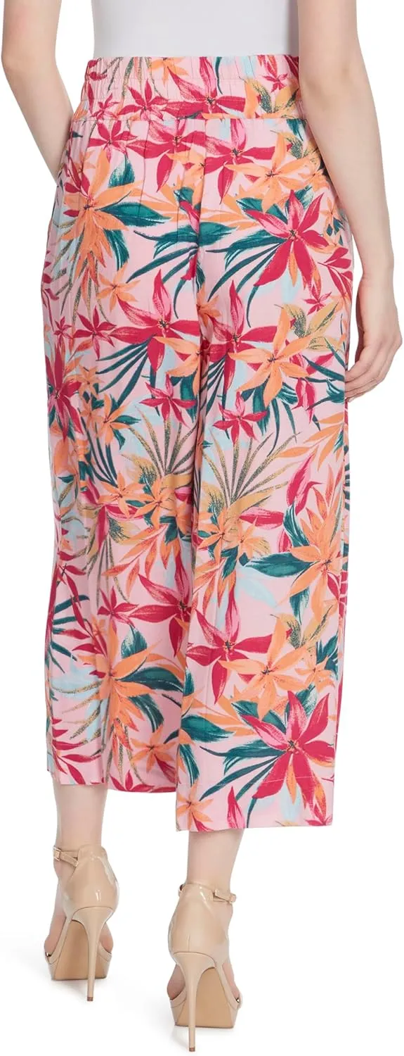 Jessica Simpson Women's Rosalie Wide Leg Pull on Crop Pant with Slant Pockets Standard