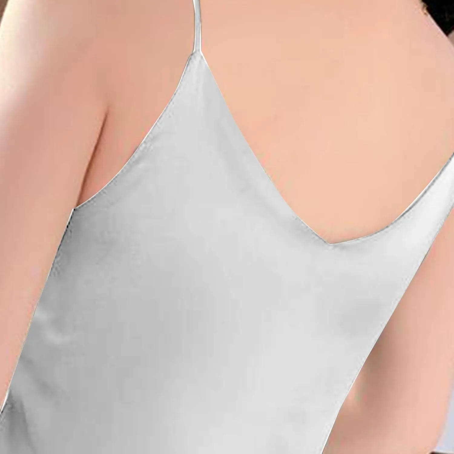 JOAU Women's Silk Satin Tank Tops 2025 V Neck Spaghetti Strap Sleeveless Camisole Summer Casual Loose Basic Dressy Blouse