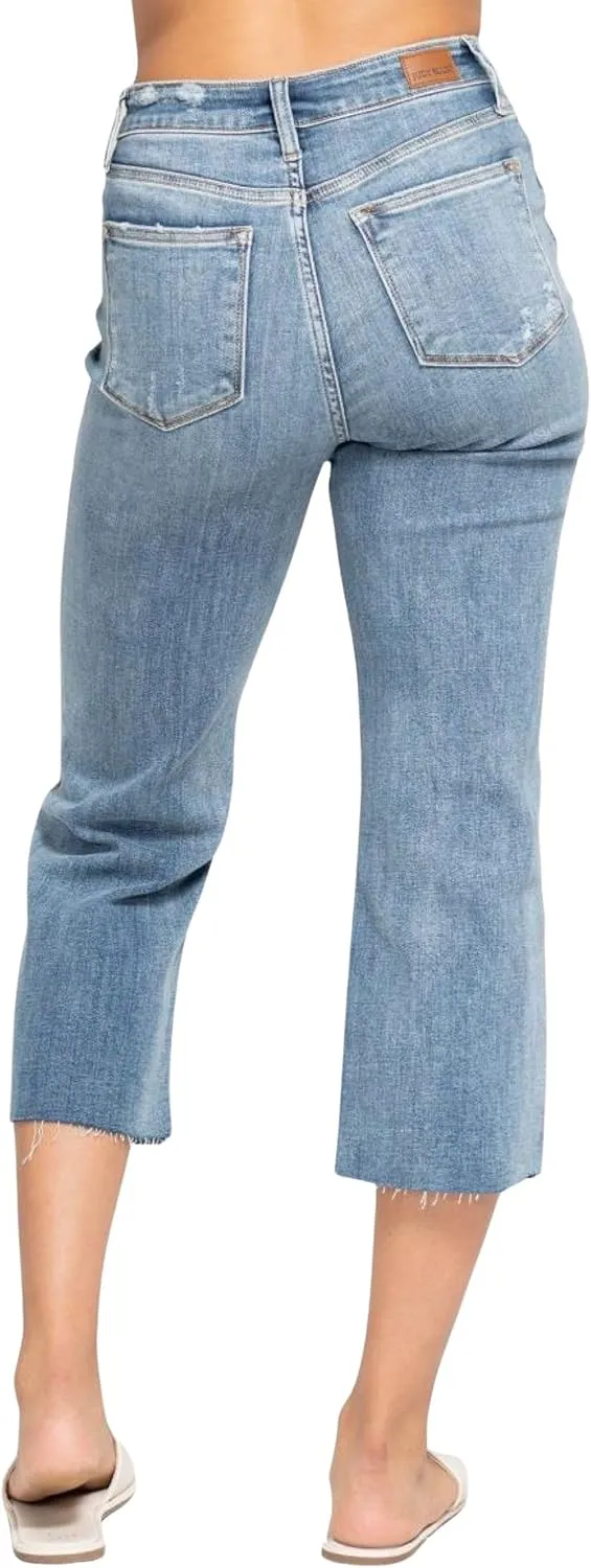 Judy Blue Women's High Waist Destroy Wide Leg Crop Jeans
