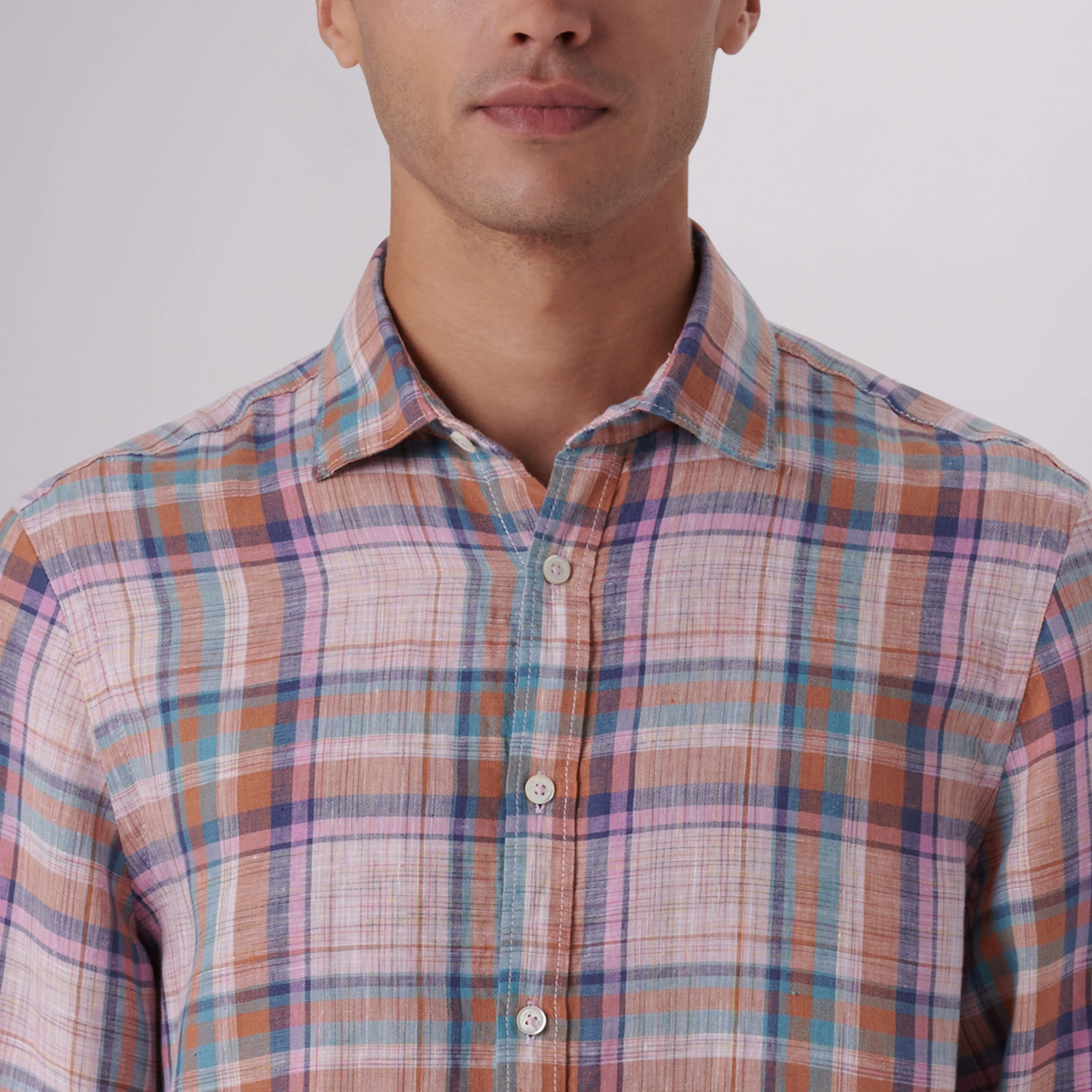 Julian Madras Check Linen Shirt