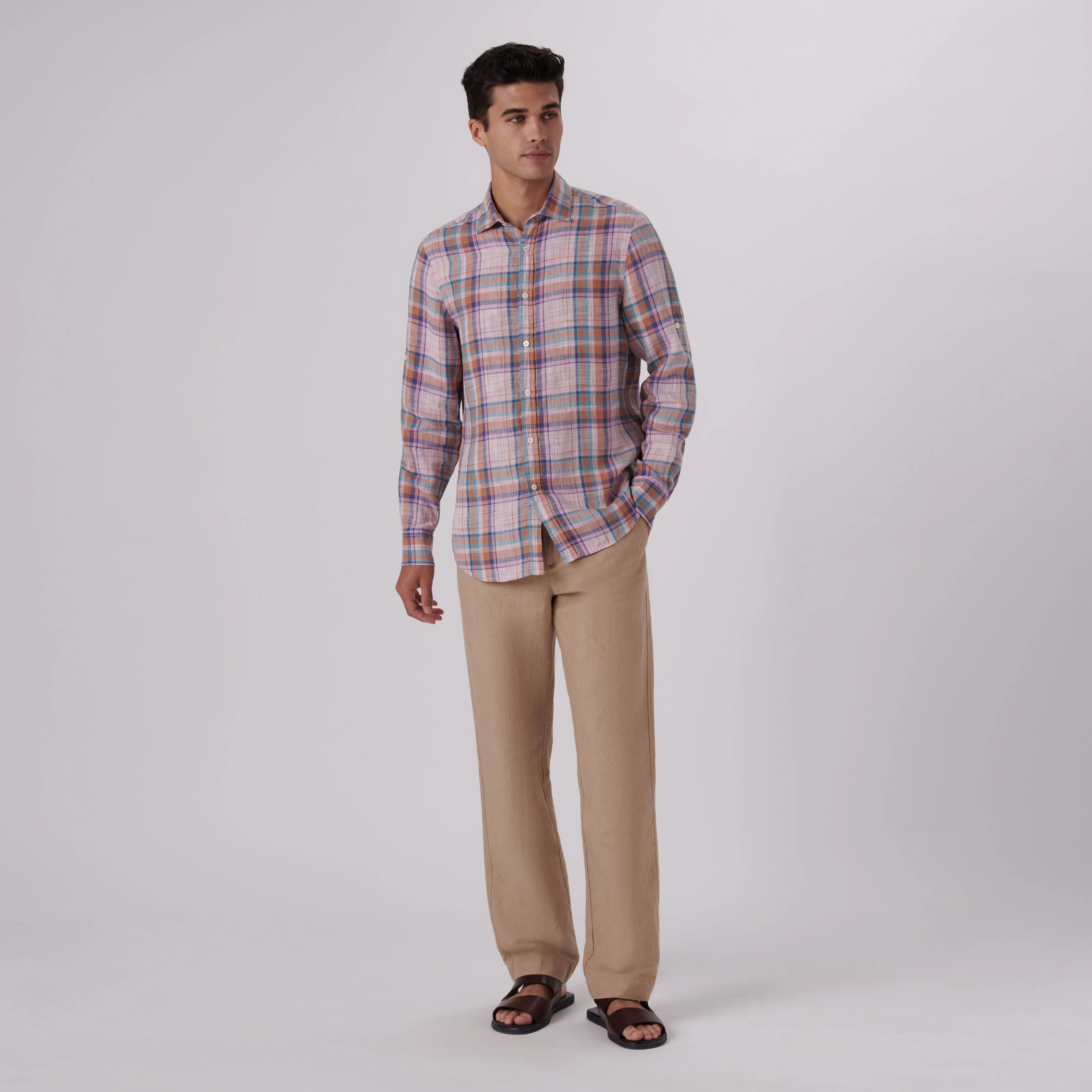 Julian Madras Check Linen Shirt