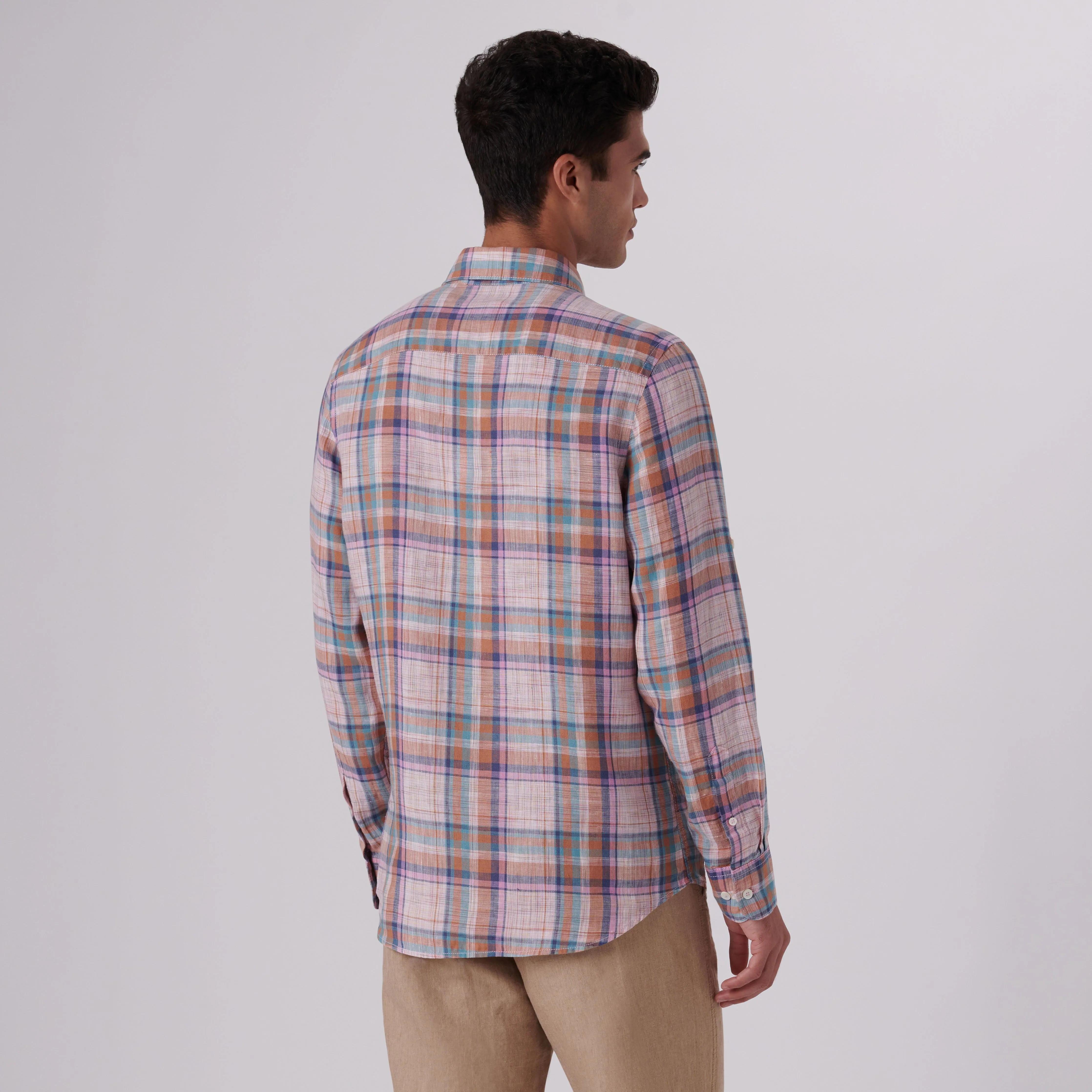 Julian Madras Check Linen Shirt
