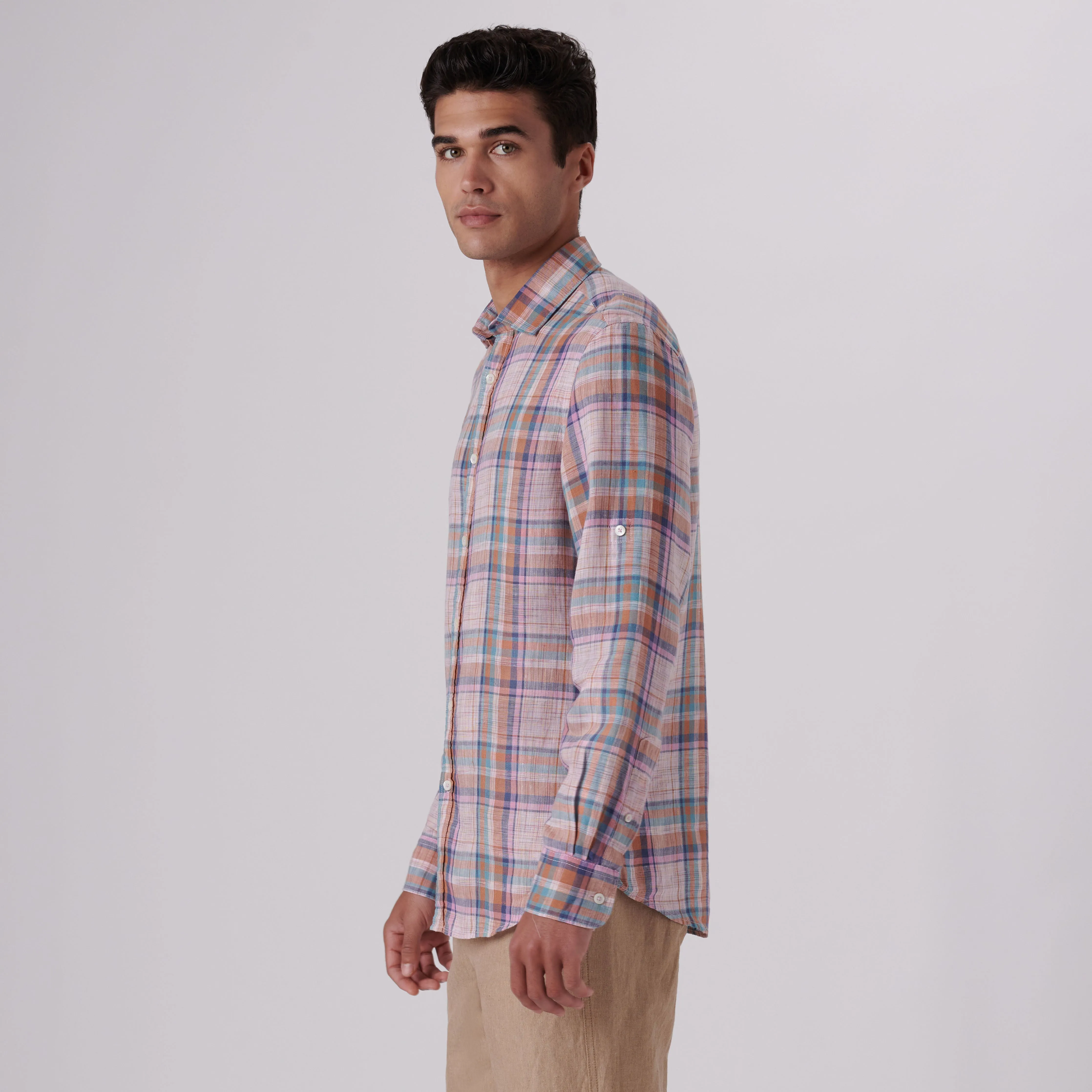 Julian Madras Check Linen Shirt