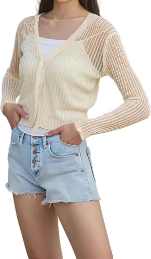 Knit Summer Cardigan Women with Button Front, Simple Fashion Casual Office Daily