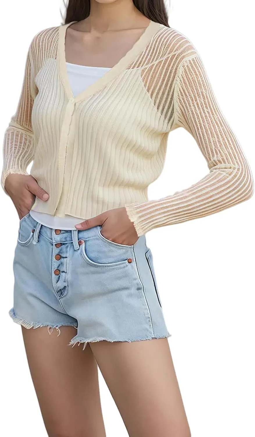 Knit Summer Cardigan Women with Button Front, Simple Fashion Casual Office Daily