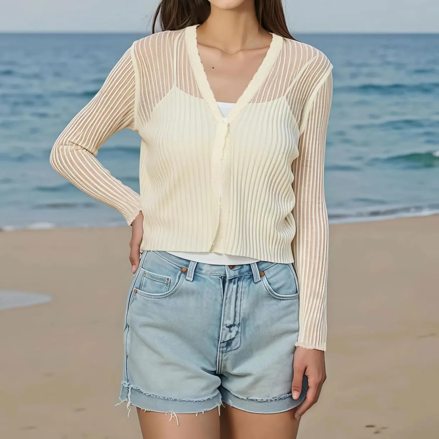 Knit Summer Cardigan Women with Button Front, Simple Fashion Casual Office Daily