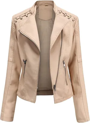 LCMTWX Leather Jackets Jacket Coat Punk Tops Motor Cropped Short Lapel Zip Women's Coat Coats for Women Women Jackets De