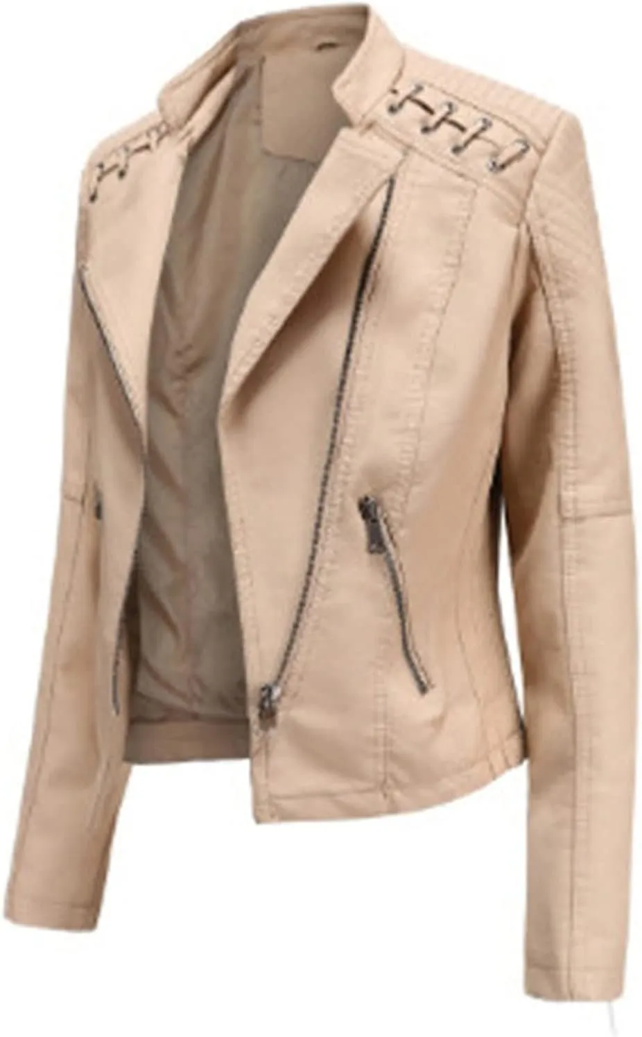 LCMTWX Leather Jackets Jacket Coat Punk Tops Motor Cropped Short Lapel Zip Women's Coat Coats for Women Women Jackets De