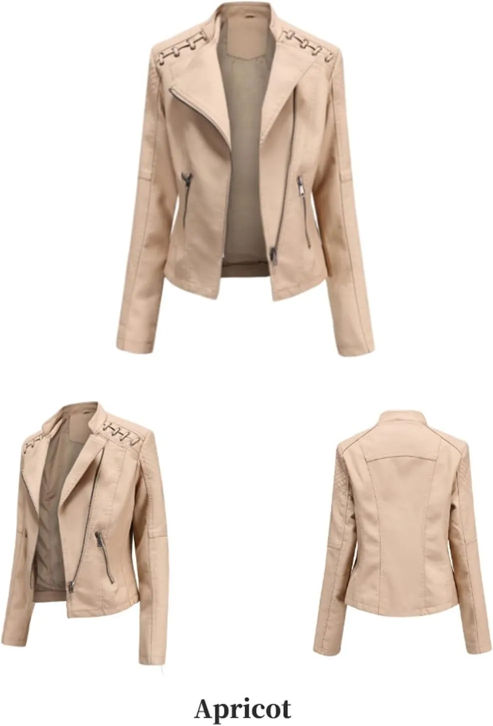 LCMTWX Leather Jackets Jacket Coat Punk Tops Motor Cropped Short Lapel Zip Women's Coat Coats for Women Women Jackets De