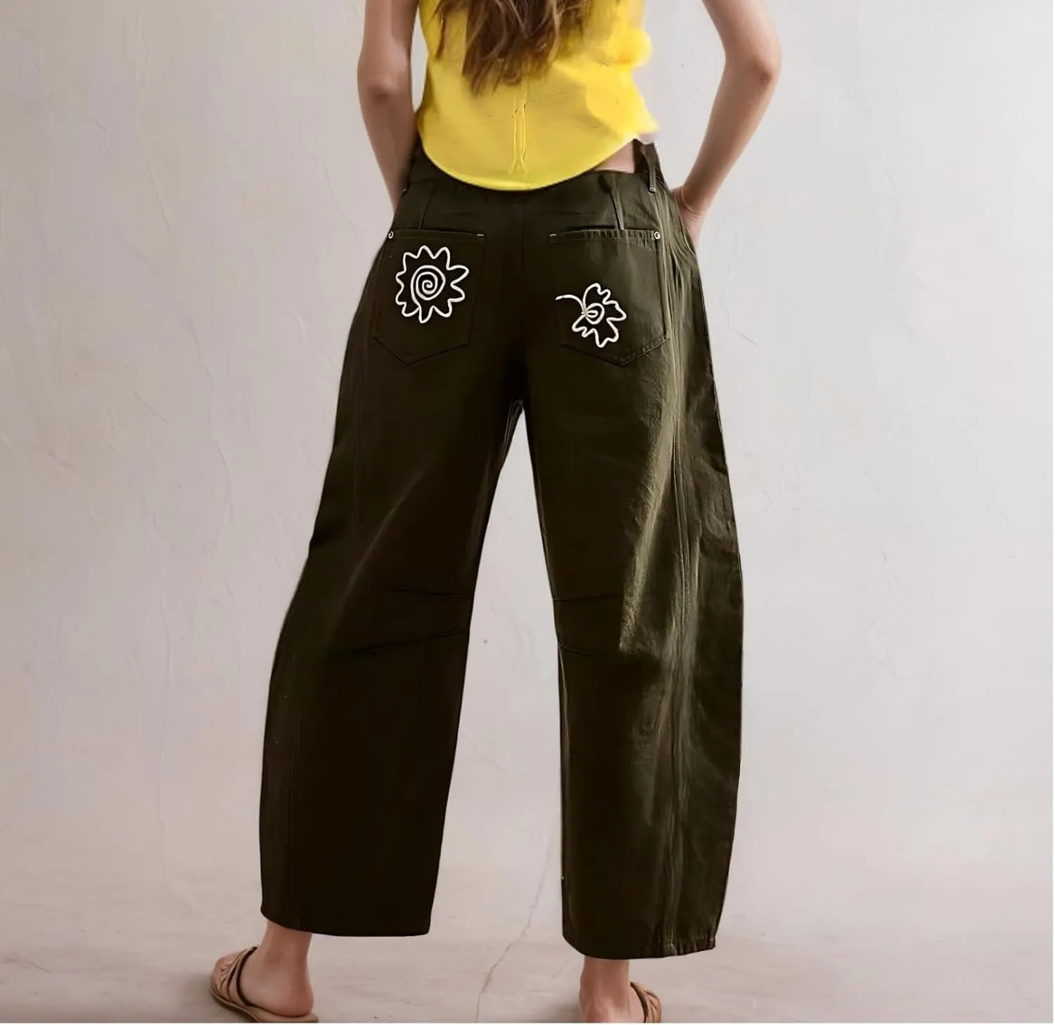 Leopard Pants Women Barrel Baggy Y2k Boyfriend Jeans Cheetah Print Jeans Mid Rise Embroidered Jean