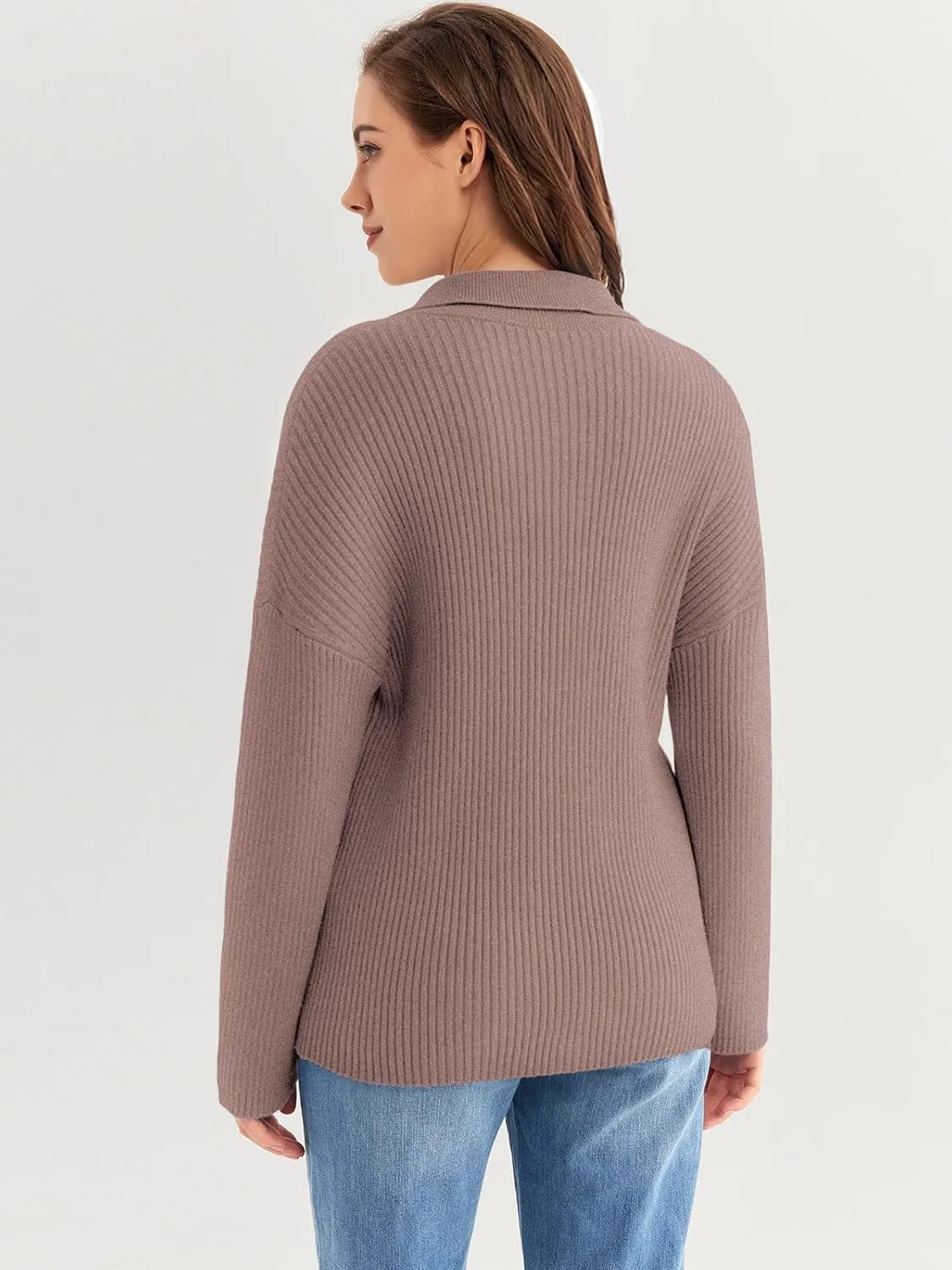 LILLUSORY Women's Cardigan 2023 Long Sleeve Button Down Sweater Shirts Lightweight Collared Loose Cozy Knit Tops