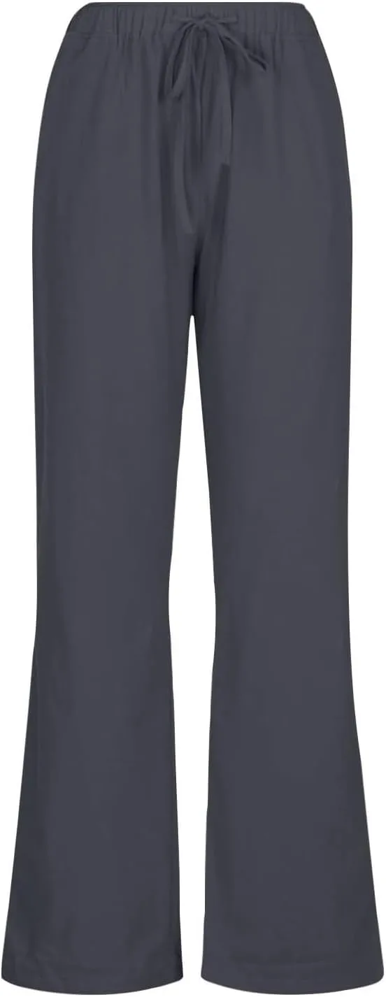 Linen Pants Women's Summer Wide Leg Pants Drawstring Elastic Waist Pants High Waisted Lounge Pants Beach Trousers