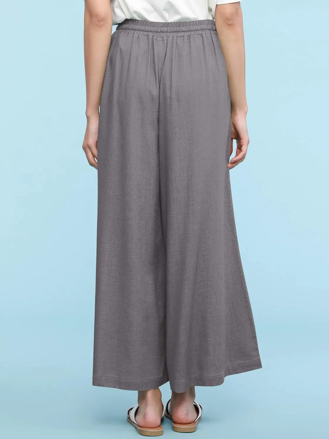 Lock and Love Women's Washed Linen Casual Loose Wide Leg Pants Pocket Pant with Draw String