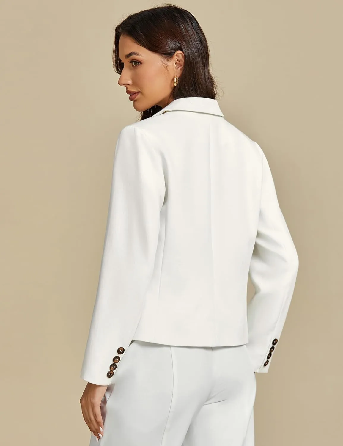 luvamia Blazers for Women Business Casual Double Breasted Notched Lapel Long Sleeve Work Office Suit Jackets Blazer