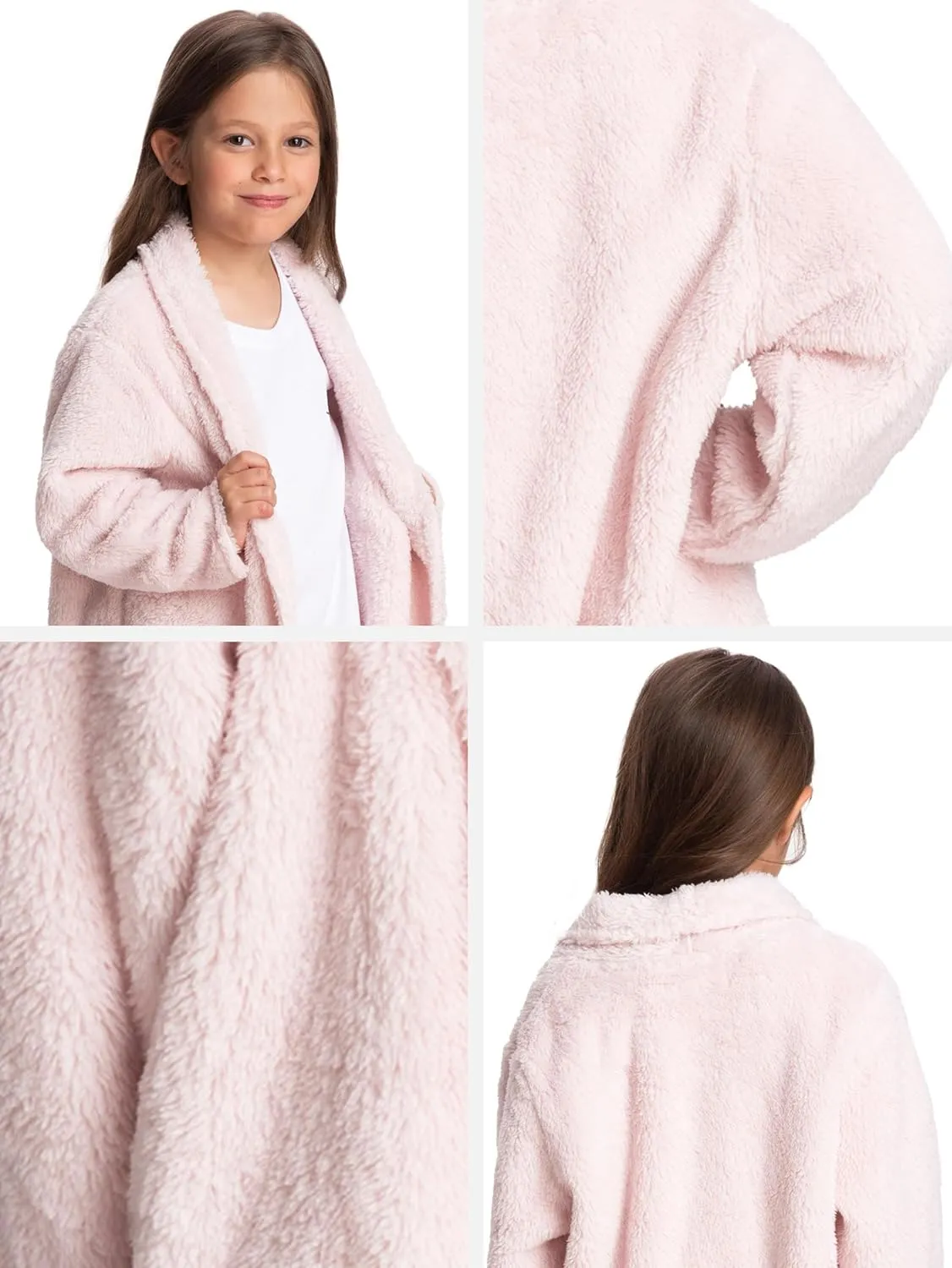 Mad Dog Sherpa Fleece Cardigans for Girls 5-12 Y, Cozy Kids Winter Fall Sweater Coats, Long Jacket for Home & Outdoor Wear