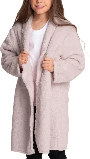 Mad Dog Sherpa Fleece Cardigans for Girls 5-12 Y, Cozy Kids Winter Fall Sweater Coats, Long Jacket for Home & Outdoor Wear