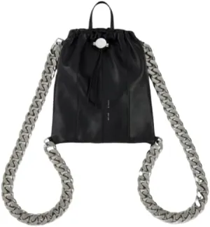 MAICOSY Metal Thick Chain Personalized Drawstring Bucket Shoulder Bag - Black