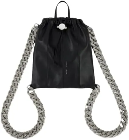 MAICOSY Metal Thick Chain Personalized Drawstring Bucket Shoulder Bag - Black