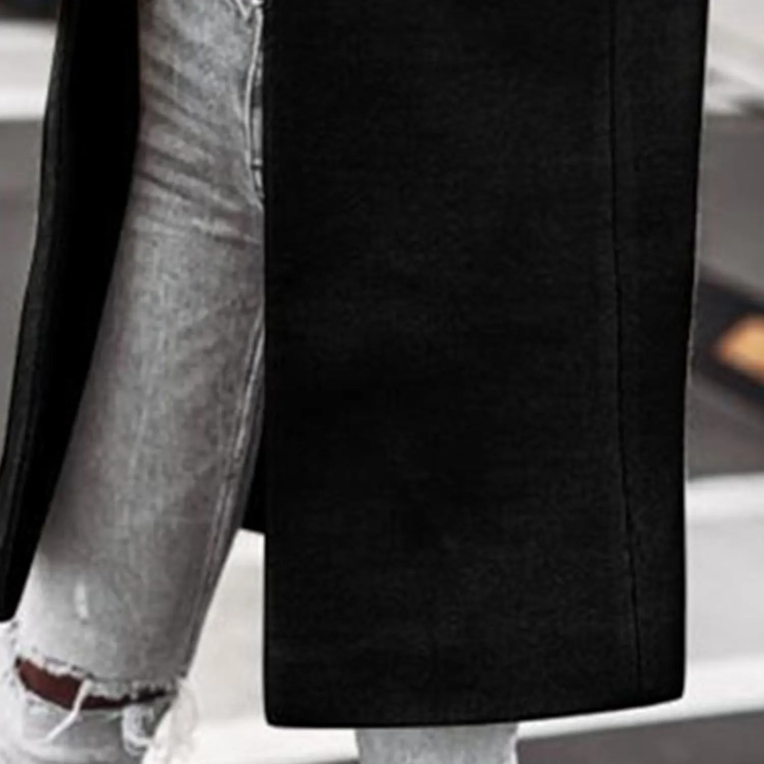 Maiyifu-GJ Women's Elegant Notch Lapel Wool Blend Trench Coats Winter Mid Long Single Breasted Coat Overcoat Outerwear