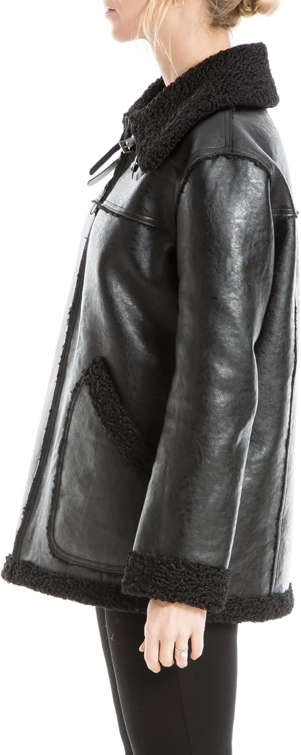 Max Studio Women's Faux Leatherette Zip Front Jacket