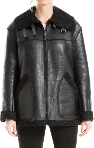 Max Studio Women's Faux Leatherette Zip Front Jacket