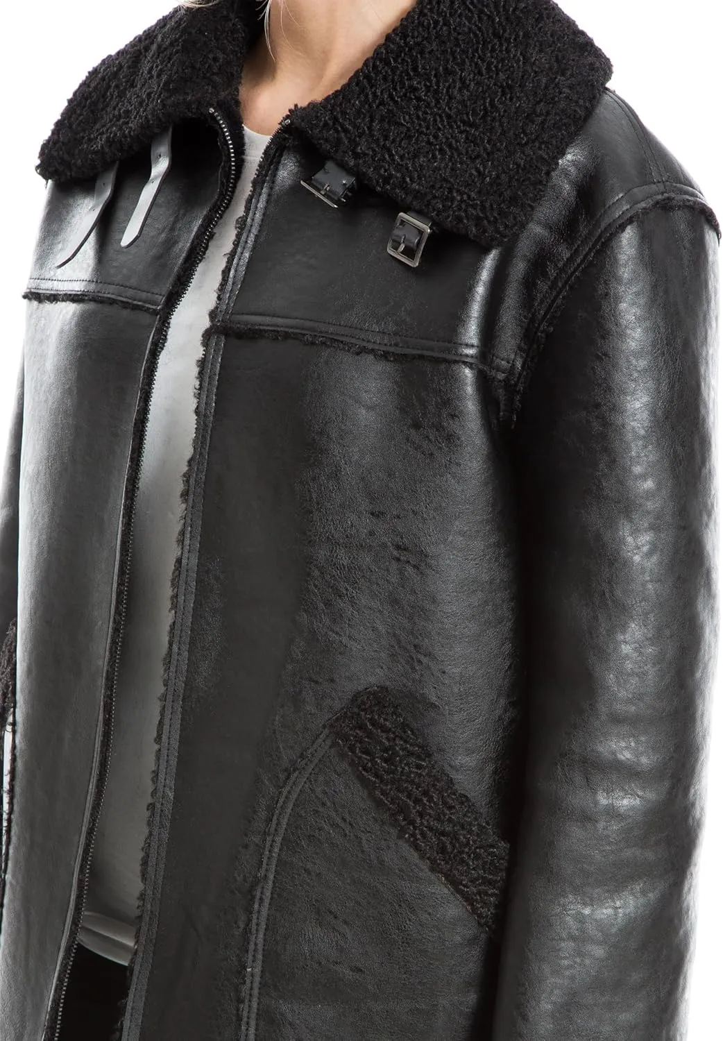 Max Studio Women's Faux Leatherette Zip Front Jacket