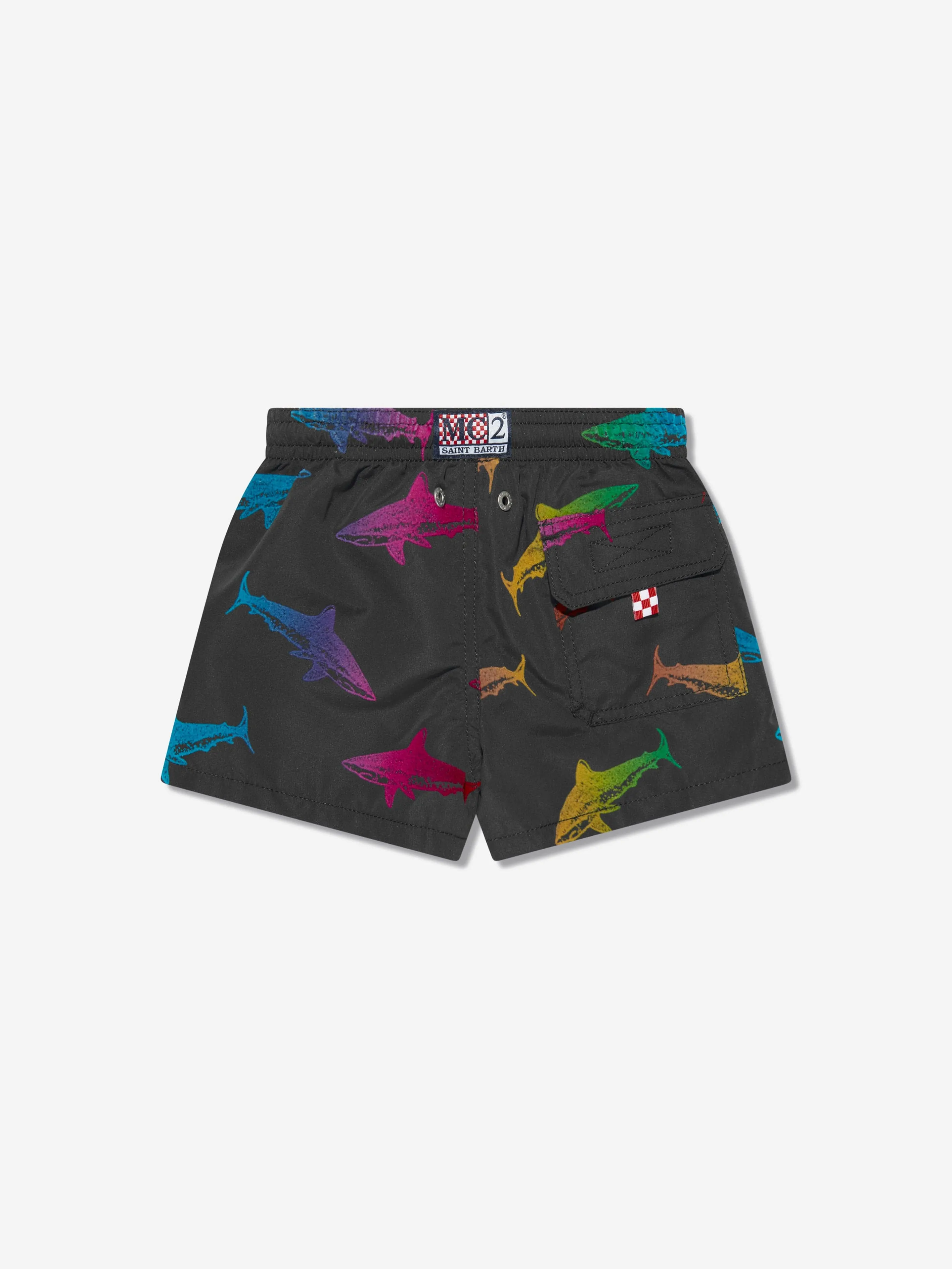 MC2 Saint Barth Boys Special Edition Shark Swim Shorts in Black