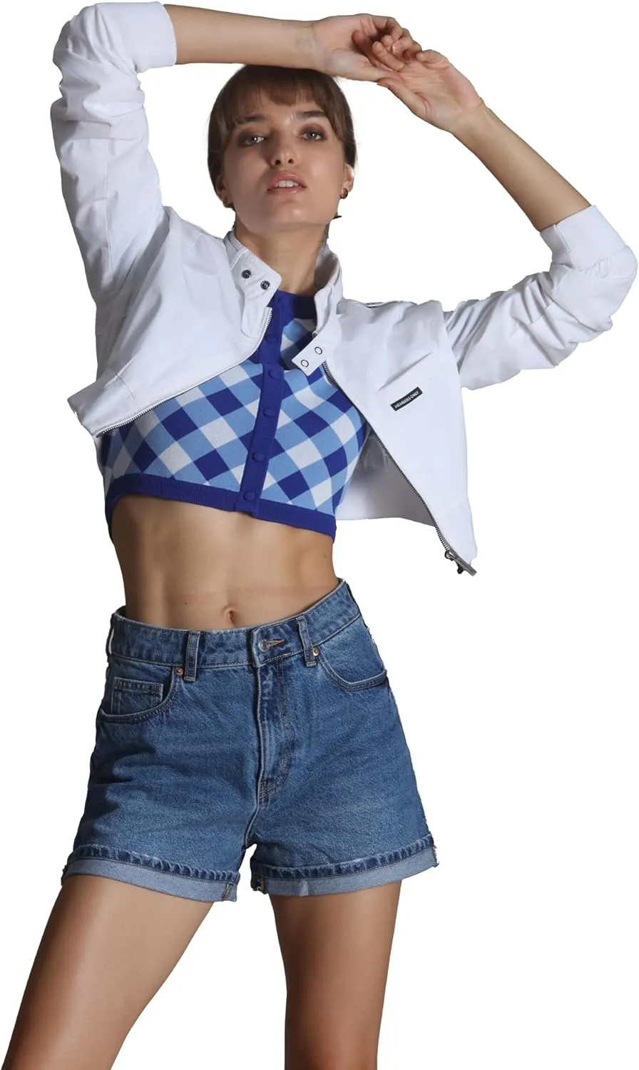 Members Only Mini Cropped Jacket Women Trendy Racer Jacket