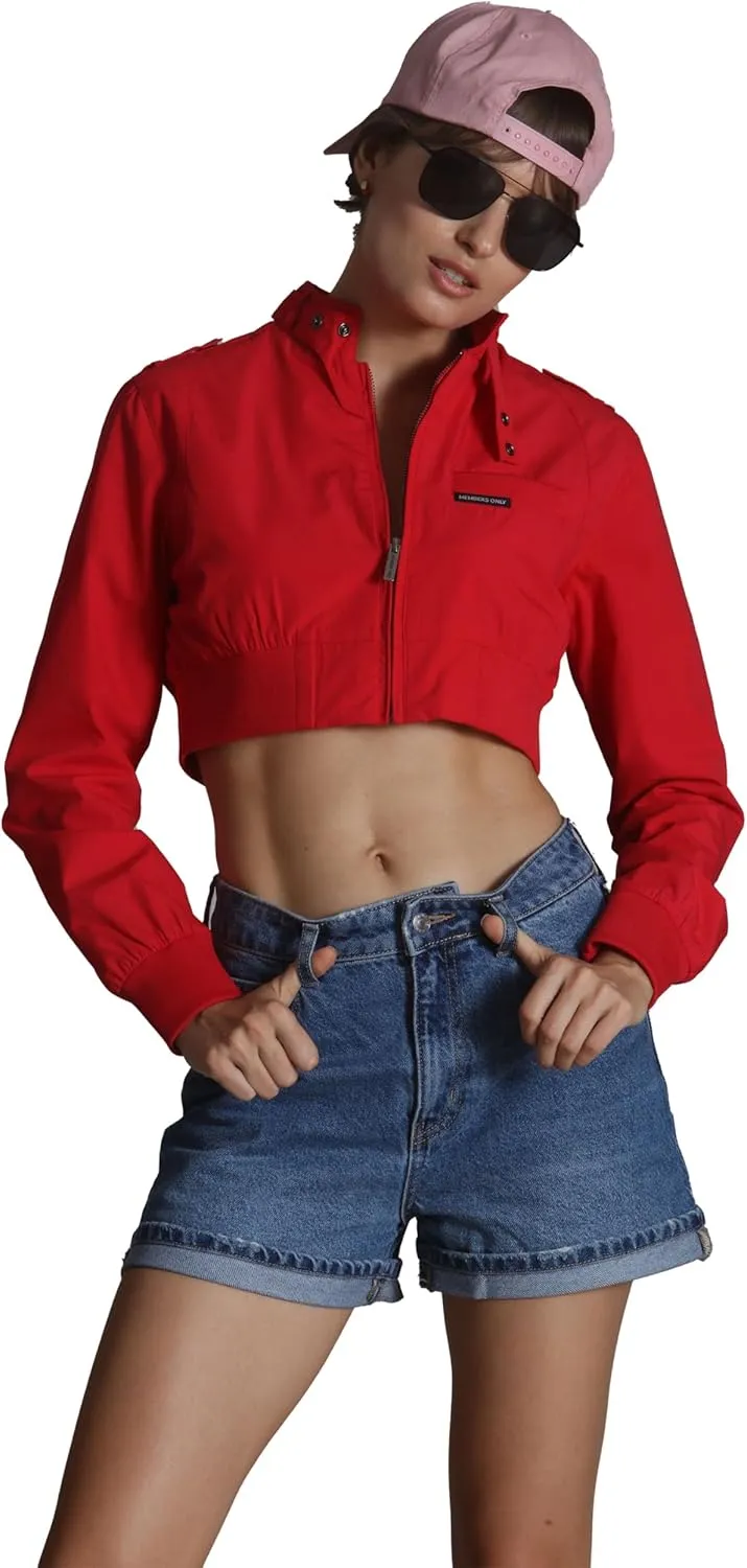 Members Only Mini Cropped Jacket Women Trendy Racer Jacket